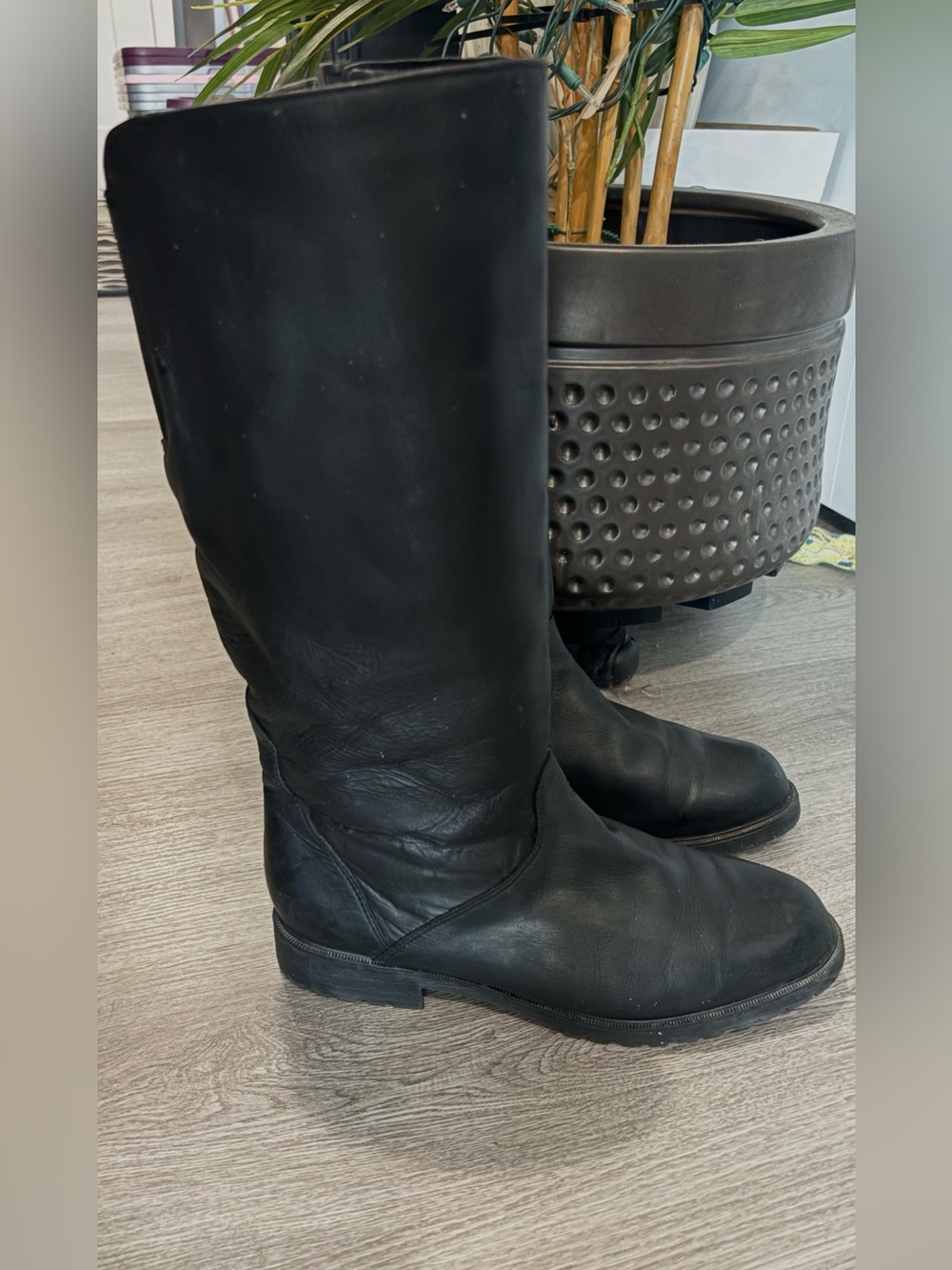 BONDO Women's Tall Leather Riding Boots - Black chunky Hill with zipper SZ 11